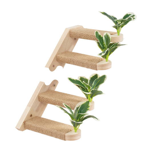 2 Packs Cat Wall Steps Cat Steps for Wall Cat Stairs for Wall with Jute Scratching and Leaf